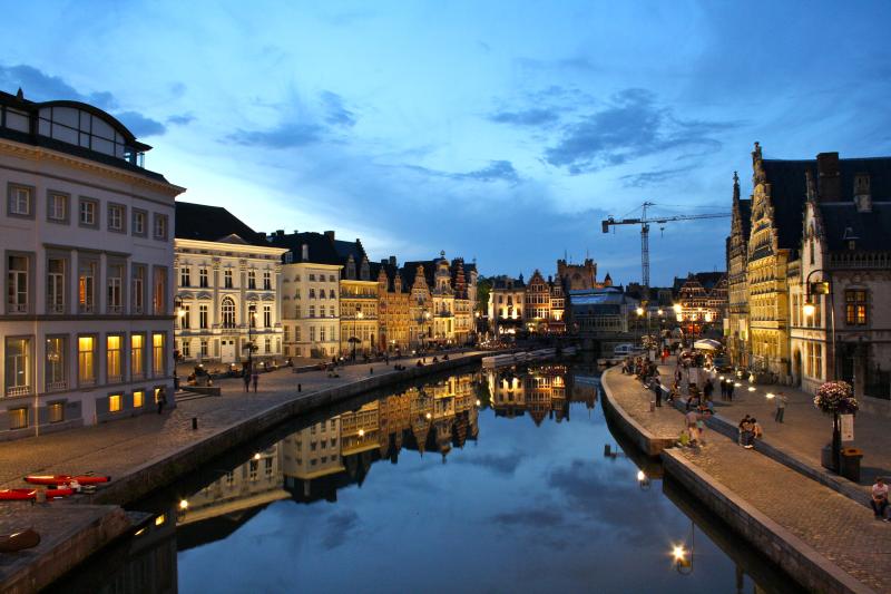 Gent Graslei zonsondergang